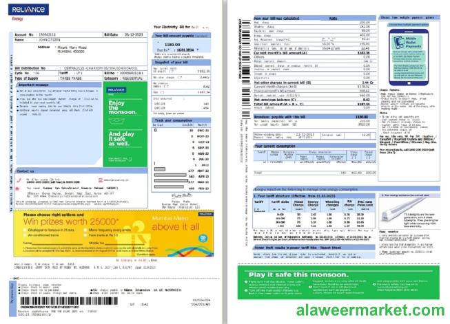 India Reliance Energy utility bill